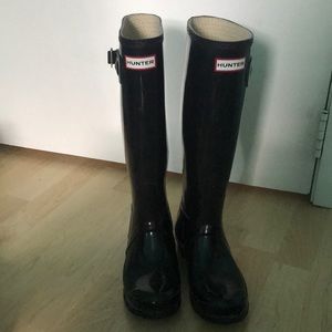 hunter rain boots high BLACK